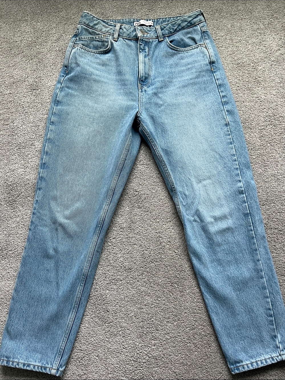Zara Light Blue High-Rise Straight Jeans